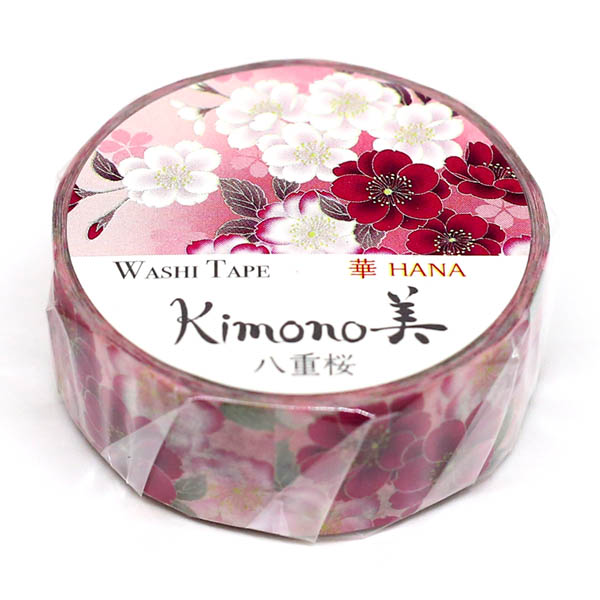 【新登場！安心の日本製！和紙マスキングテープ Kimono美シリーズ 華】八重桜１５mm