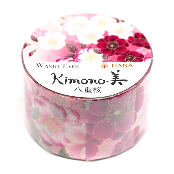 【新登場！安心の日本製！和紙マスキングテープ Kimono美シリーズ 華】八重桜２５mm