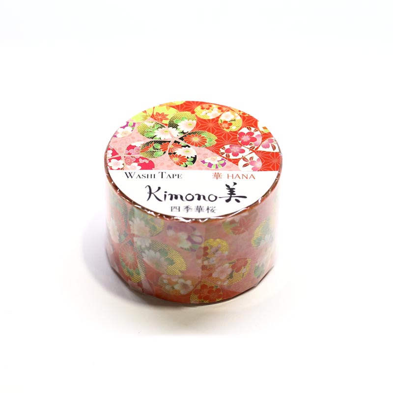 【新登場！安心の日本製！和紙マスキングテープ Kimono美シリーズ 華】四季華桜２５mm