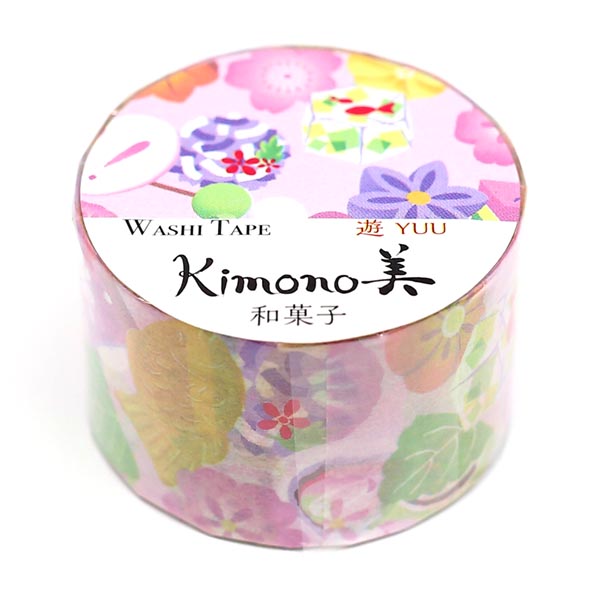 【新登場！安心の日本製！和紙マスキングテープ Kimono美シリーズ 遊】和菓子２５ｍｍ