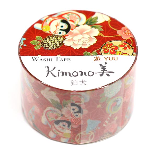 【新登場！安心の日本製！和紙マスキングテープ Kimono美シリーズ 遊】狛犬２５ｍｍ
