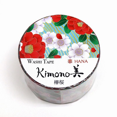 【新登場！安心の日本製！和紙マスキングテープ Kimono美シリーズ 華】椿桜２５mm