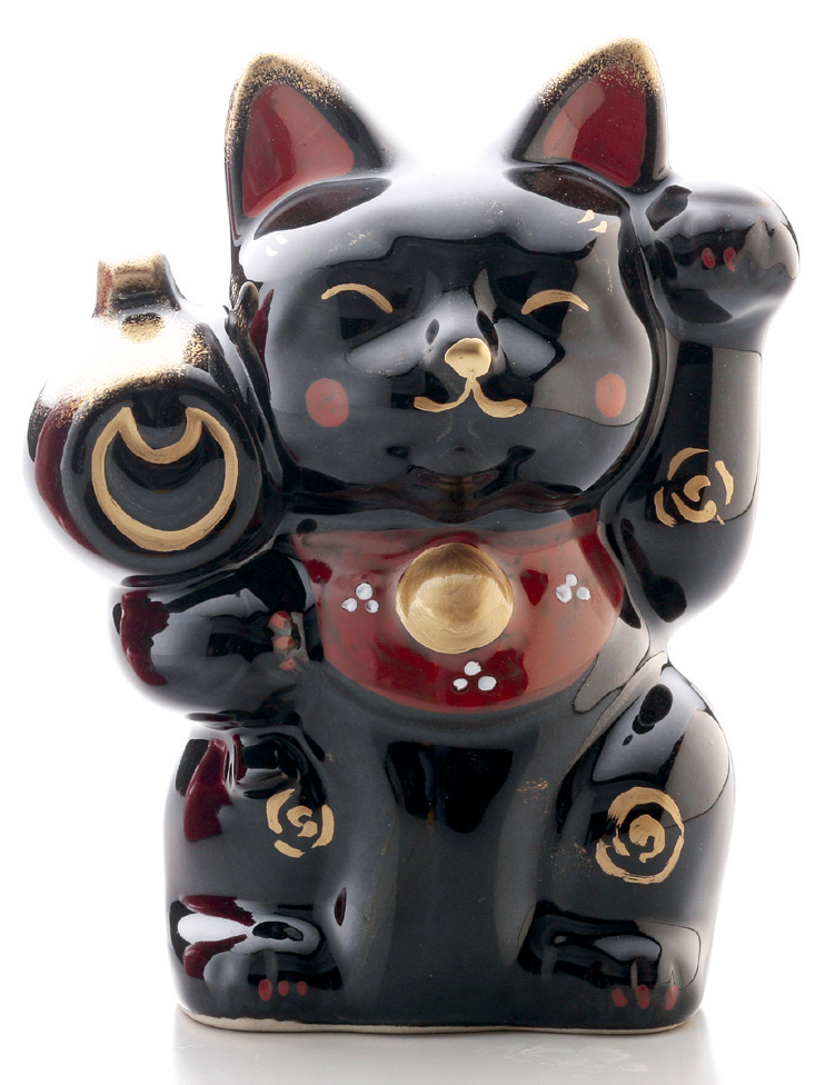 【ご紹介します！安心の日本製！人気のクラフトマンハウスの招き猫】大・古瀬戸招猫（黒）
