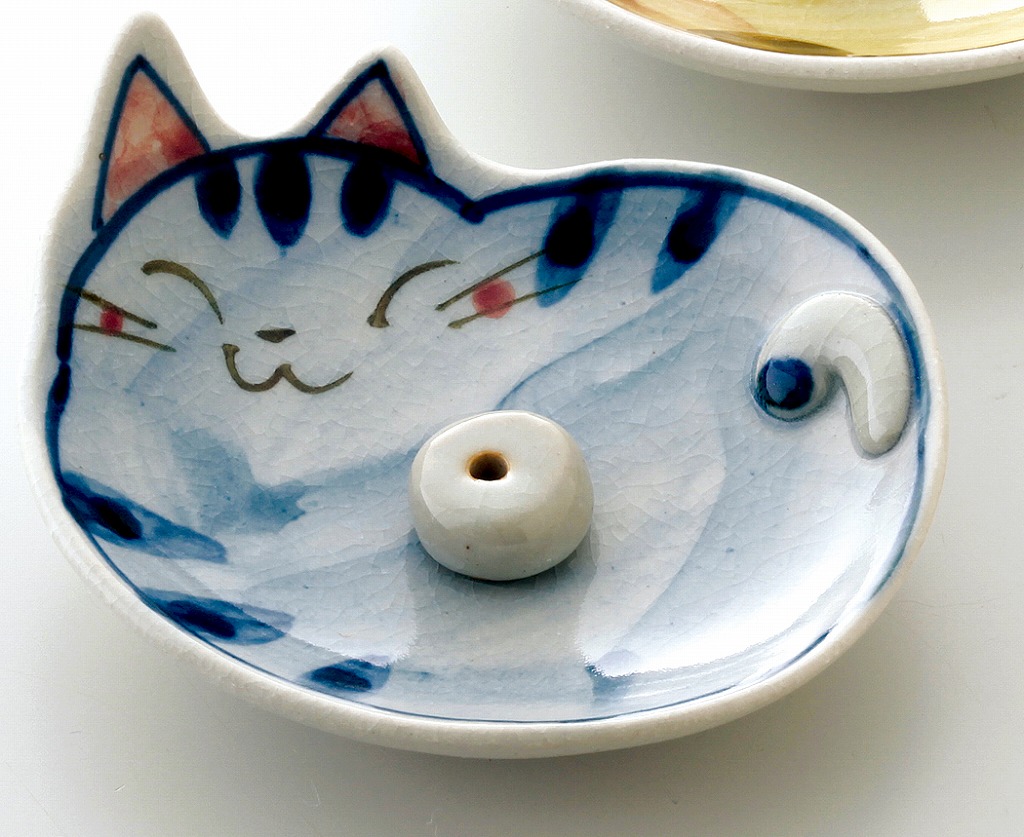 【ご紹介します！安心の日本製！クラフトマンハウスの香立】手描き猫　香立（トラ）