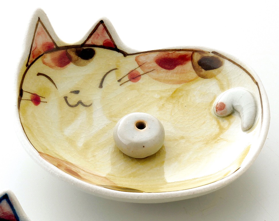 【ご紹介します！安心の日本製！クラフトマンハウスの香立】手描き猫　香立（ぶち）