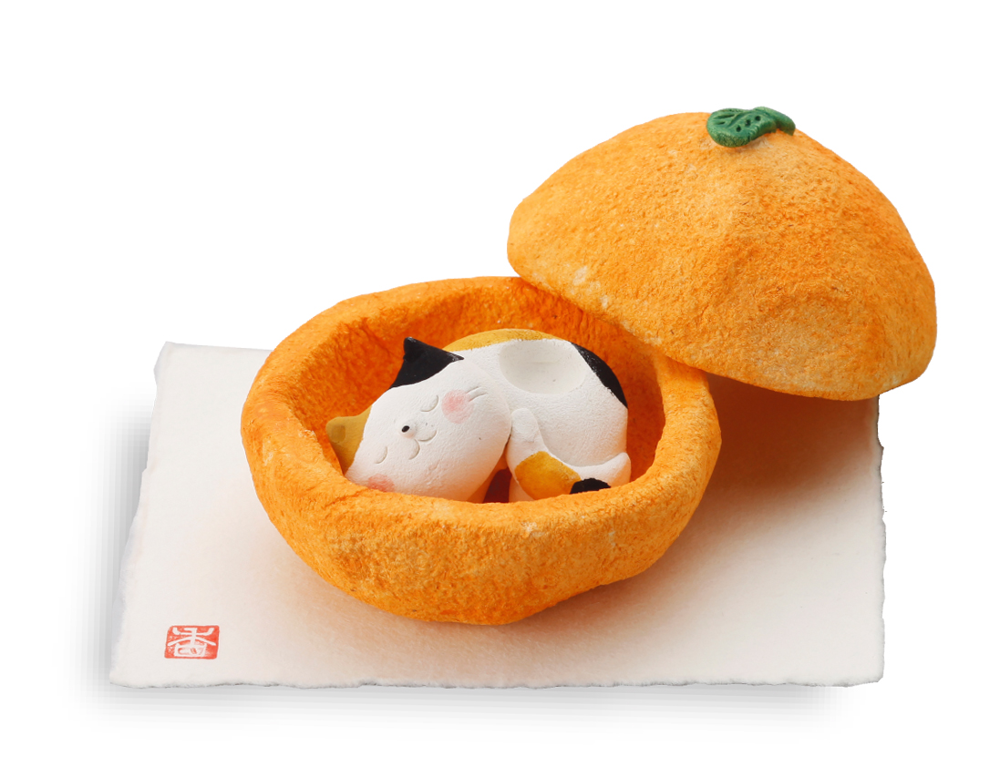 【ご紹介します！安心の日本製！アロマ用陶器】果物猫アロマ・みかん