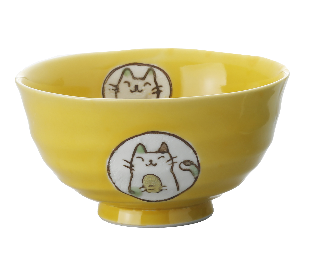 【ご紹介します！安心の日本製！クラフトマンハウスの食器】風水猫飯碗・黄