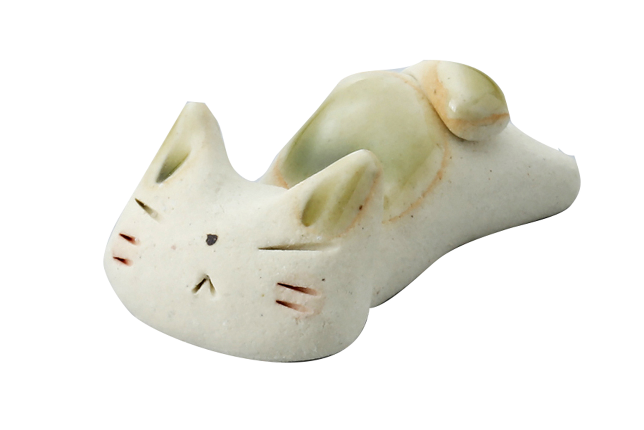 【ご紹介します！安心の日本製！クラフトマンハウスのほっこりかわいい箸置き】のんびり猫箸置・緑