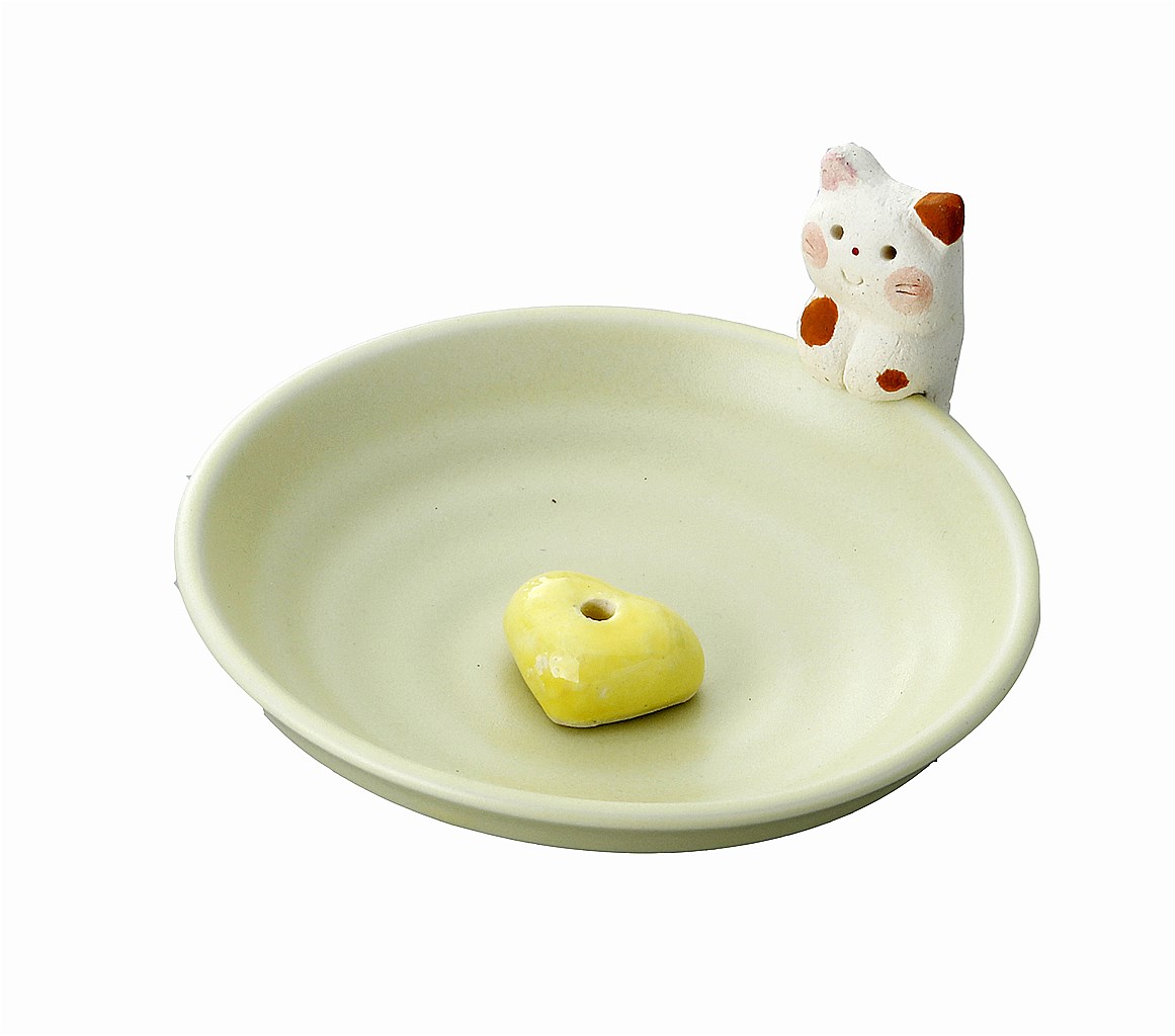 【ご紹介します！安心の日本製！クラフトマンハウスの陶磁器の香立て】ほのぼの香立(猫）