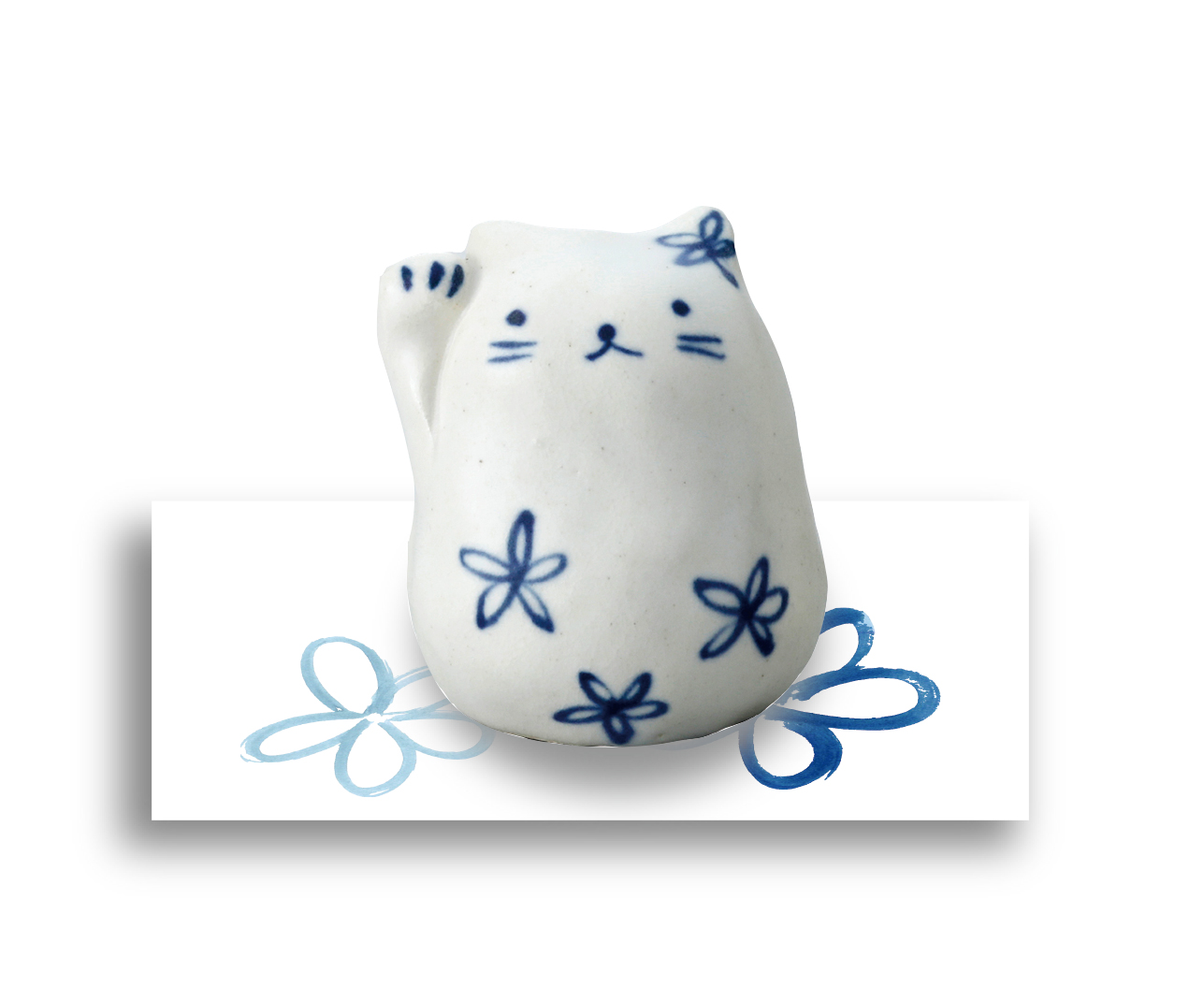 【ご紹介します！安心の日本製！クラフトマンハウスの陶磁器の縁起物】染猫 招き（花）