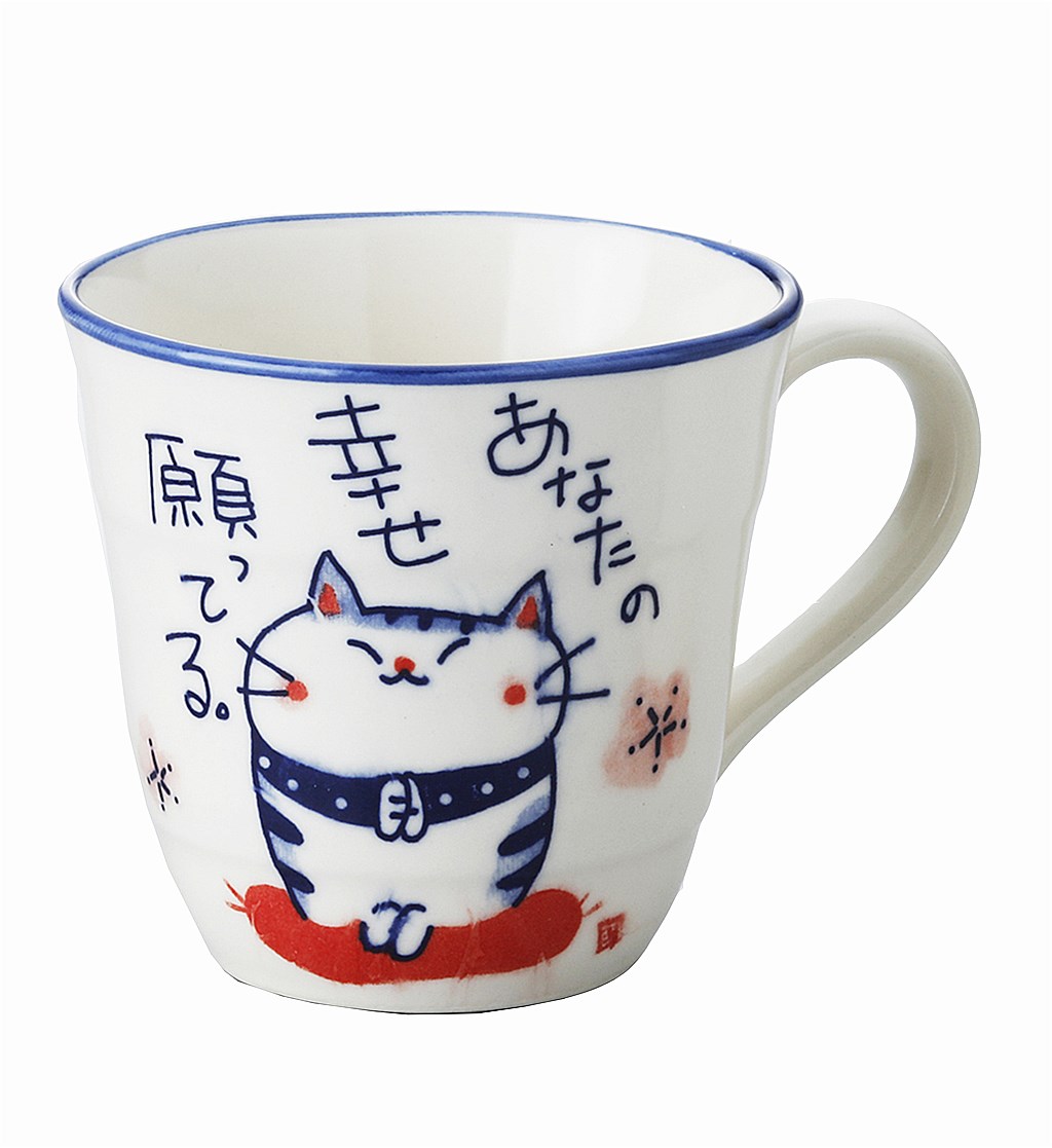 【ご紹介します！安心の日本製！クラフトマンハウスの陶磁器 食器】染猫マグ・願い猫