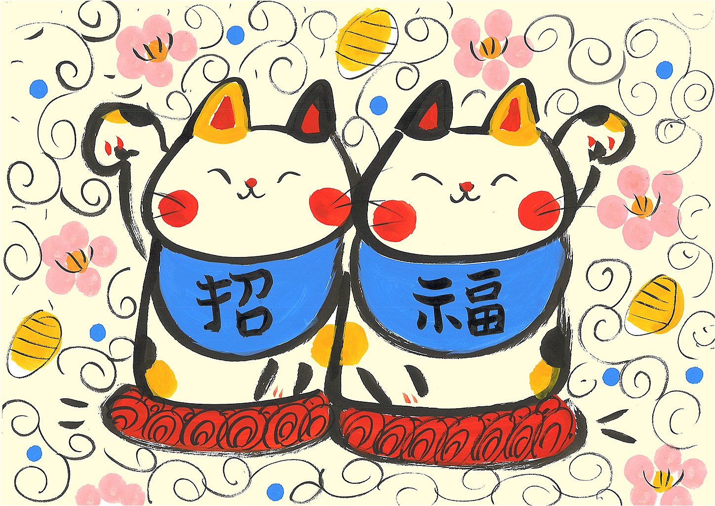 【ご紹介します！安心の日本製！ほっこりかわいい絵葉書】組招き猫絵葉書