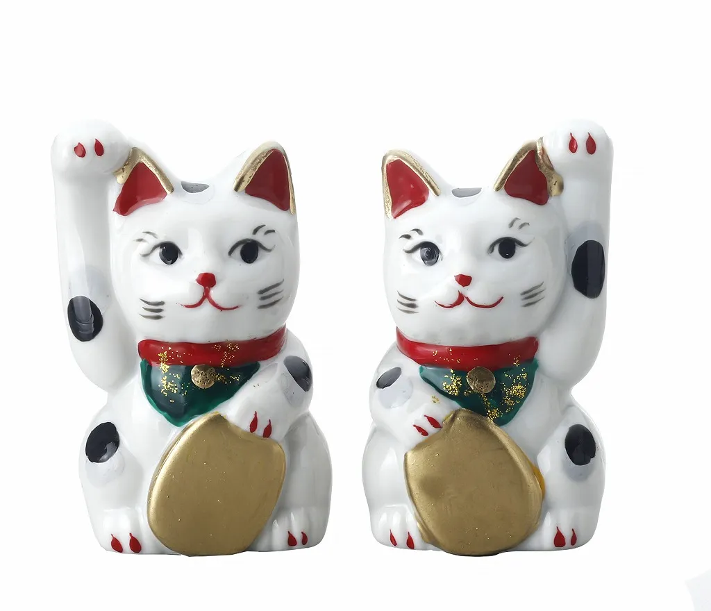【ご紹介します！安心の日本製！クラフトマンハウスの瀬戸焼の縁起物！】磁器小招猫（組）