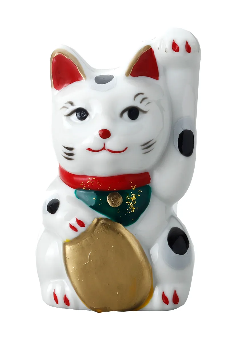 【ご紹介します！安心の日本製！クラフトマンハウスの瀬戸焼の縁起物！】磁器小招猫（黒ぶち）