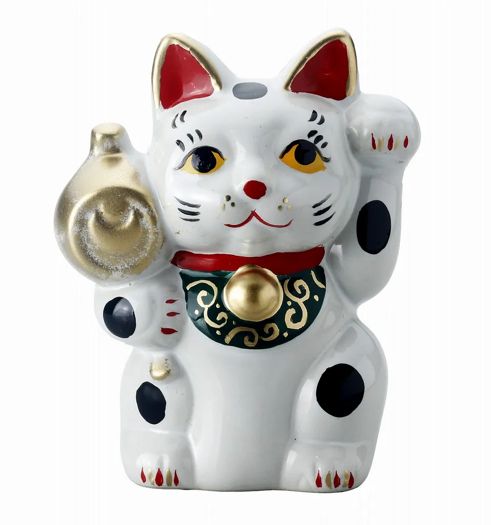 【ご紹介します！安心の日本製！クラフトマンハウスの瀬戸焼の縁起物！】小槌招猫・ブチ