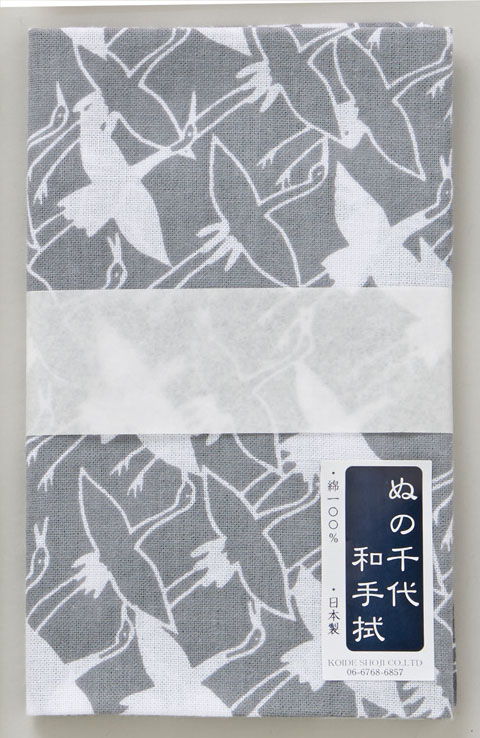 【新登場！安心の日本製！江戸の粋を現代に伝える小紋柄のプリント手拭い！ぬの千代シリーズ】飛び鶴
