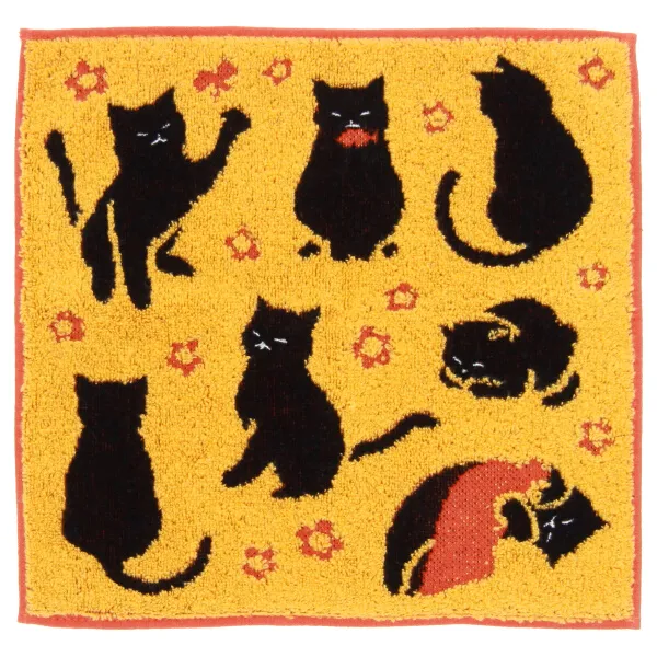 【ご紹介します！艶やかな和柄が目を引く！和柄ジャガードハンカチ】きまま猫