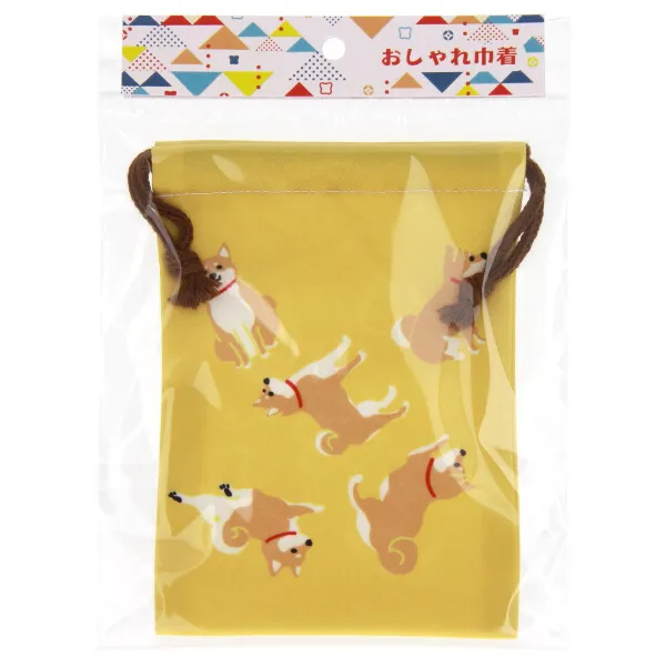 【ご紹介します！ほっこりかわいい和柄がポイント！色々なものを入れられる巾着ポーチ！】しば犬