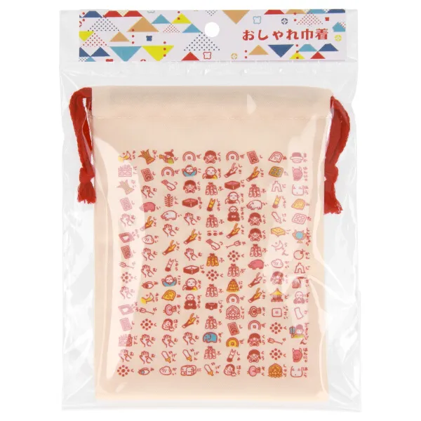 【ご紹介します！日本の文化が感じられる絵心経デザイン！色々なものを入れられる巾着ポーチ！】絵心経