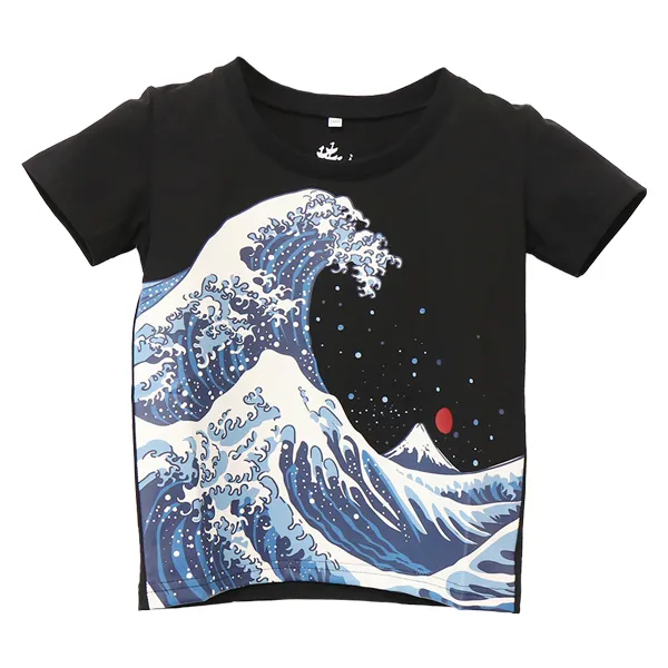 【ご紹介します！大胆なデザインがかっこいい！kurofune子供Tシャツ】浪裏 黒
