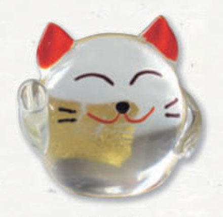 【ご紹介します！ほっこりかわいい！手づくり和硝子！金箔入りガラス玉！】「招金猫」