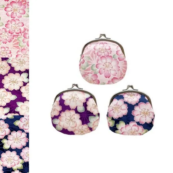 【新登場！安心の日本製！華やかな和柄の小物入れ！桜らんまん　3.3寸がま口】