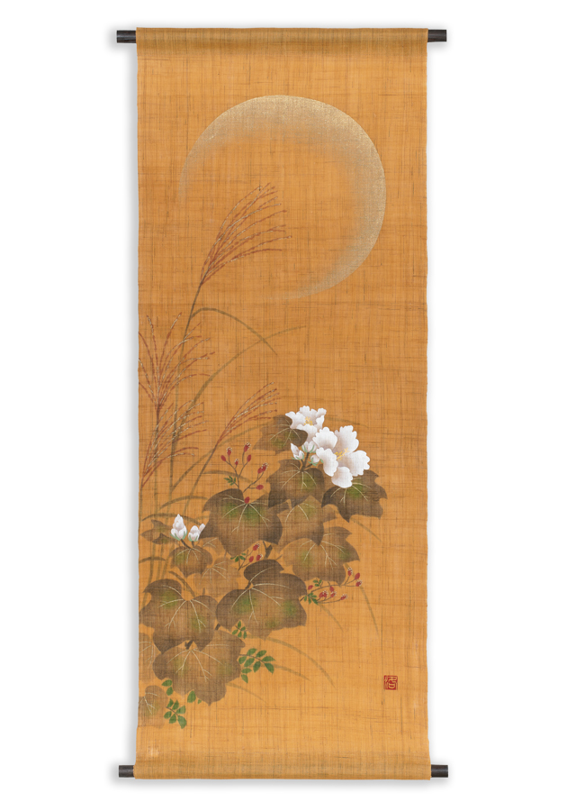 【職人がこだわって創る本物志向のタペストリー!麻100% 手描きタペストリー:秋】秋草