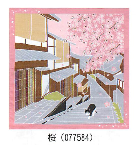 【ご紹介します！信頼の日本製！人気の猫の風呂敷！　たまのお散歩　小風呂敷】桜
