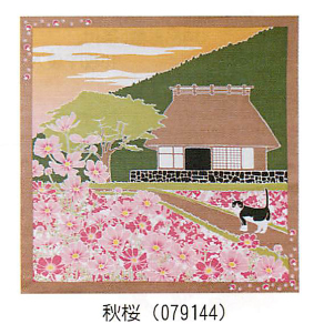 【ご紹介します！信頼の日本製！人気の猫の風呂敷！　たまのお散歩　小風呂敷】秋桜
