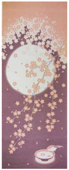【ご紹介します！安心の日本製！プリント手拭い！季節を彩る四季彩布　てぬぐい】月と桜