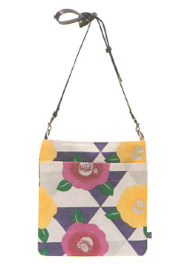 【ご紹介します！安心の日本製！彩りが美しい帆布製のバッグ！縦長ショルダー】鱗椿　紫