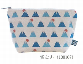 【新登場！安心の日本製！さわやかなブルーが映える帆布製雑貨！マチ付ポーチ】富士山