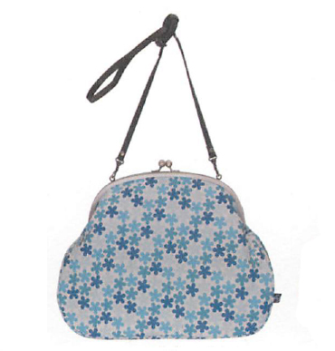 【ご紹介します！安心の日本製！彩りが美しい帆布製のバッグ！9寸口金ショルダー（特大）】五色花　ブルー