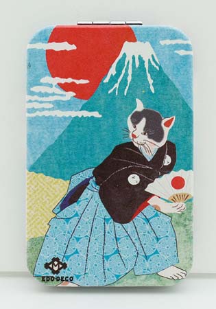 【ご紹介します！ついに登場しました！EDO NECO 洒落ねこコンパクトミラー　四角】富士山