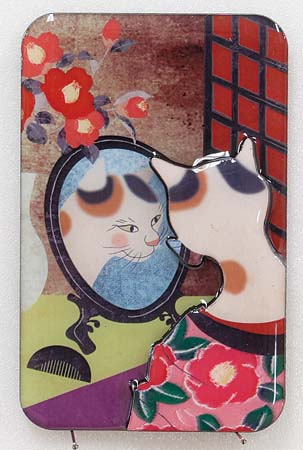 【ご紹介します！ついに登場しました！EDO NECO 洒落ねこ マグネット　四角】薄化粧