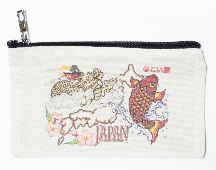 【ご紹介します！縁起が良い鯉のぼりテーマにした雑貨　キャンバスポーチ】日本地図　鯉のぼり