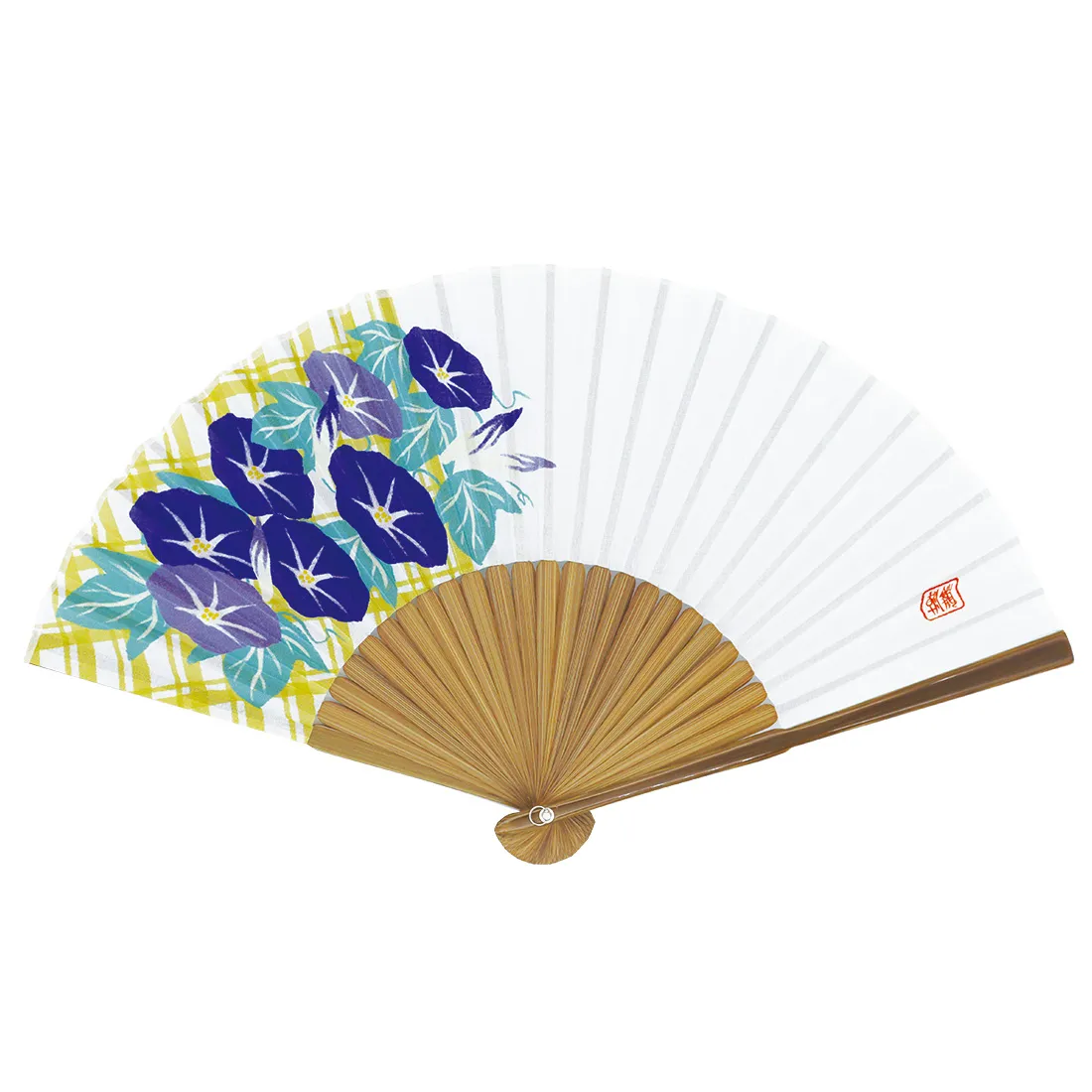 【新登場！夏の売れ筋！和モダン Ripple  レディースプリント扇子 ２１ｃｍ】朝顔