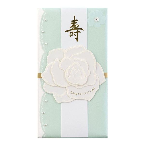【新登場！今売れている！新たなスタイルの金封～結婚御祝用～】ＰＣ金封０９６　結婚祝　バラ柄　水色