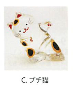 【ガラス細工】にっこり笑顔が可愛い クリスタルのぞきシリーズ（5種）／C.ブチ猫