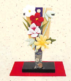 【安心の日本製】丁寧に作り出された ちりめんの花のお飾り  羽子板四君子花飾り