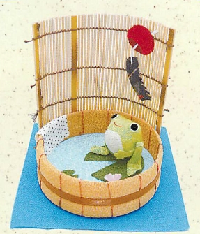 【日本製】 【ちりめん夏 和雑貨】  たらいの蛙