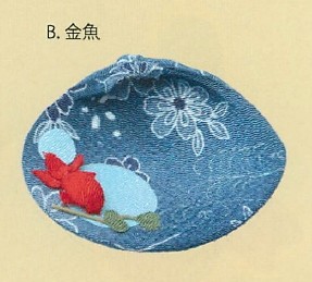 【ちりめん夏雑貨】 ちりめん蛤アクセサリー入れ(2種)／B.金魚