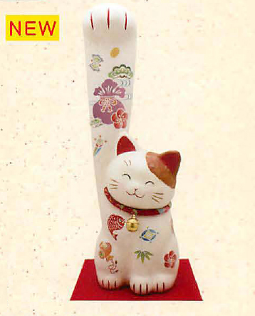 【日本製】ほっこりかわいい ちぎり和紙 （大）遠くの福も招き猫／縁起づくし