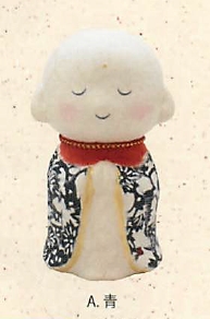 【日本製】型染め和紙のお人形 ほっこり豆地蔵(2色)／A.青