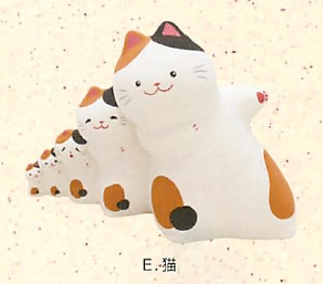 【おもしろ和雑貨】飾り物 のぞき五連(5種)／E.猫