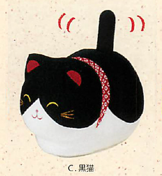 【ご紹介します！安心の日本製！ほっこりかわいい！ゆらゆらソーラー　座り猫（３色）】c.黒猫