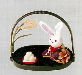 【ご紹介します！安心の日本製！秋の訪れをウサギちゃんが可愛く演出！かご付兎 お月見】
