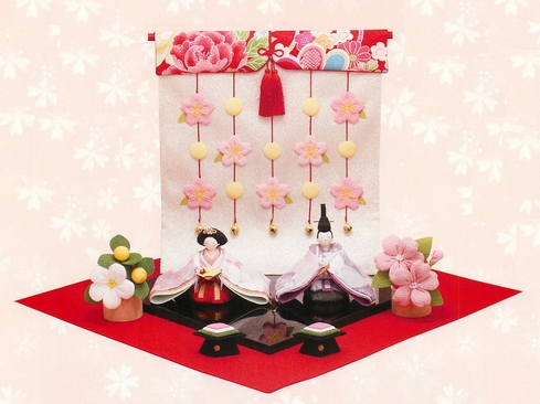 【ご紹介します！安心の日本製！桃の節句を祝う！ふんわり優しいおひなさま！花雅雛 桜几帳飾り】