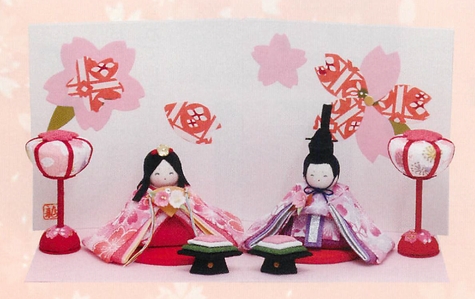 【新登場！日本製！桃の節句を祝う！桜づくしのふっくら可愛いお雛様！飾りやすいサイズのぷりてぃ舞桜雛】