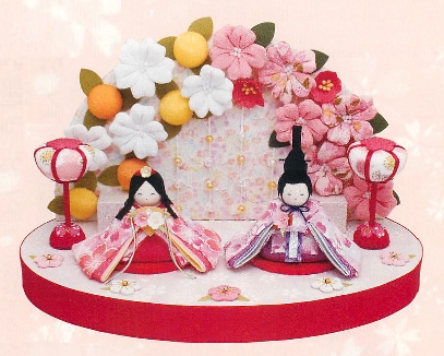 【ご紹介します！安心の日本製！桃の節句を祝う！桜づくしのふっくら可愛いお雛様！ぷりてぃ舞桜花舞台】